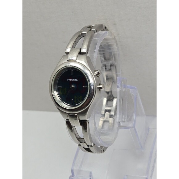 Fossil Big Tic Vintage Rare Womens Blue Kaleido Butterfly Watch 24mm New Battery main image 10